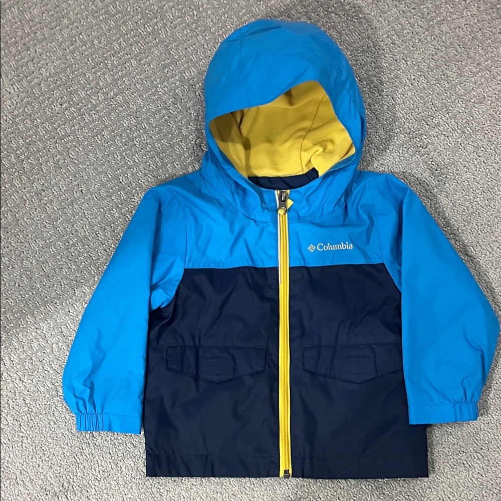 Columbia Two-Tone Blue and Yellow lightweight rain and wind jacket